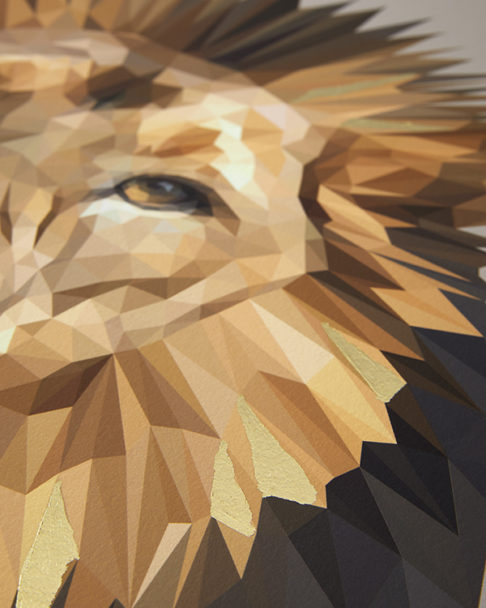 Detail of a lion artwork by digital artist Talia Giles.