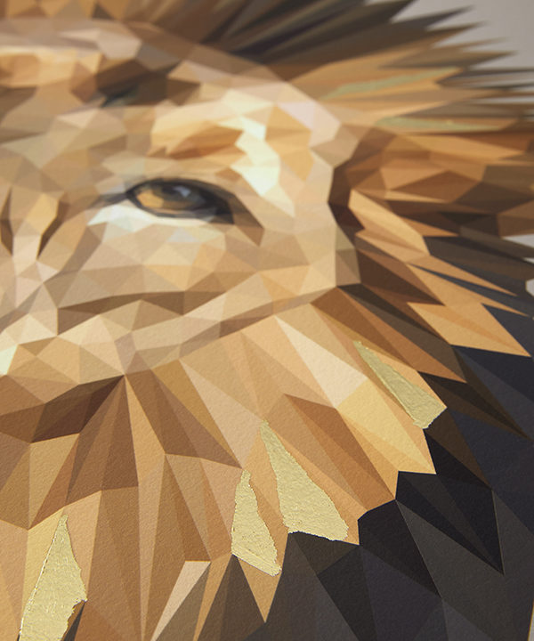 Detail of a lion artwork by digital artist Talia Giles.