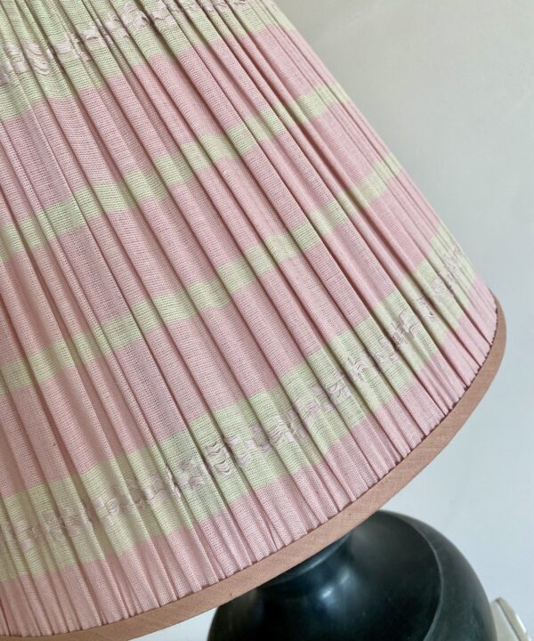 Pretty pink lampshades handmade in India from hand-loomed cotton.