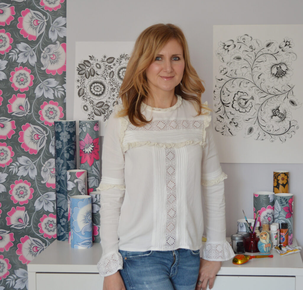 Russian folk art designer Olga Shevchenko of home furnishings brand Olenka Design.