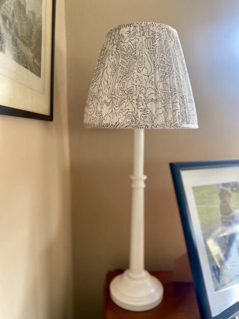 Elegant black and white silk shade.