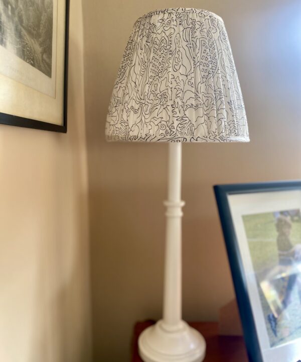 Elegant black and white silk shade.