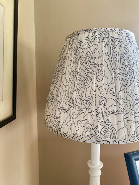 Pleated silk lampshade in monochrome.