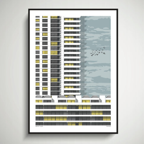 Barbican art prints of London's iconic brutalist building.