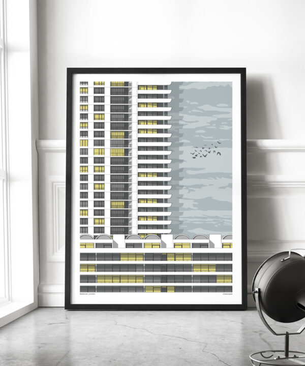 A print of the Barbican in London by Linescapes at Telescope Style.