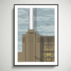 A wall art print of Battersea power station, London.