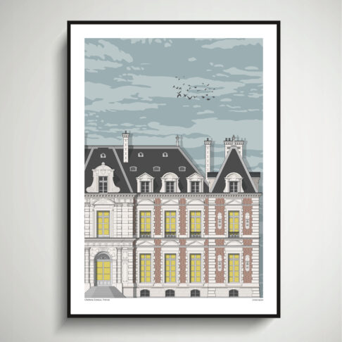 French chateau art print of Chateau de Sceaux, near Paris, France.