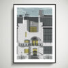 A modern print of Glasgow School Of Art designed by Charles Rennie Mackintosh.