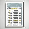 A print of Highpoint in London's Highgate. The unframed print depicts the architectural details of a section of this iconic edifice.