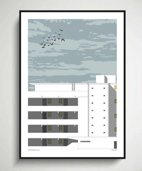 Isokon building wall art print detailing this iconic block of flats in London's Belsize Park.