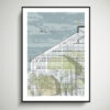 A modern print of Kew Gardens detailing its iconic Temperate House and the botanical species within.