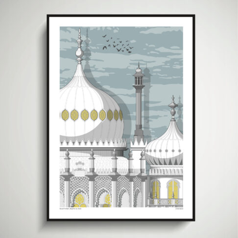 Brighton art architectural print of the seaside city's famous Pavilion.