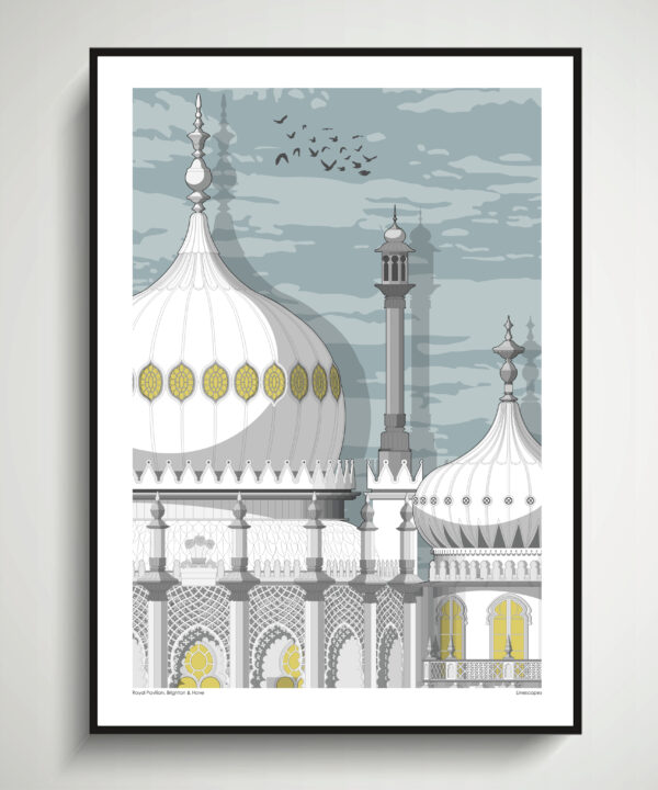 Brighton art architectural print of the seaside city's famous Pavilion.