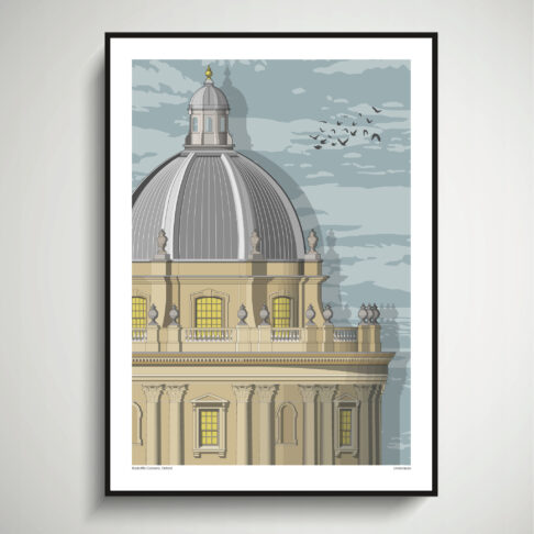 A modernist-feel art print of the Radcliffe Camera, Oxford.