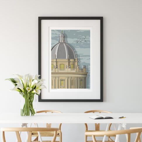 A print of the Radcliffe Camera, an iconic, Oxford University building.