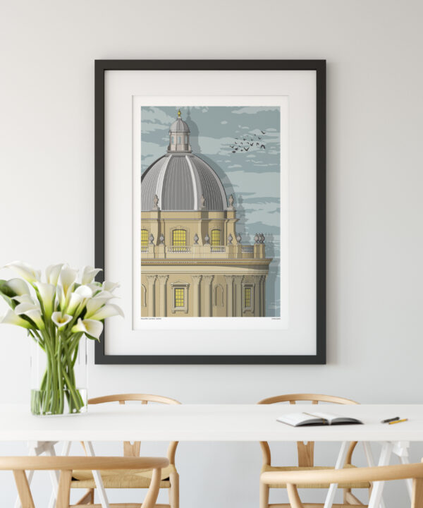 A print of the Radcliffe Camera, an iconic, Oxford University building.