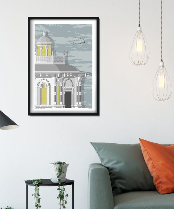 Brighton art print featuring the town's iconic West Pier kiosk building.