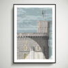 A Windsor Castle print that is an architecturally-accurate line drawing of a section of this iconic Royal residence.