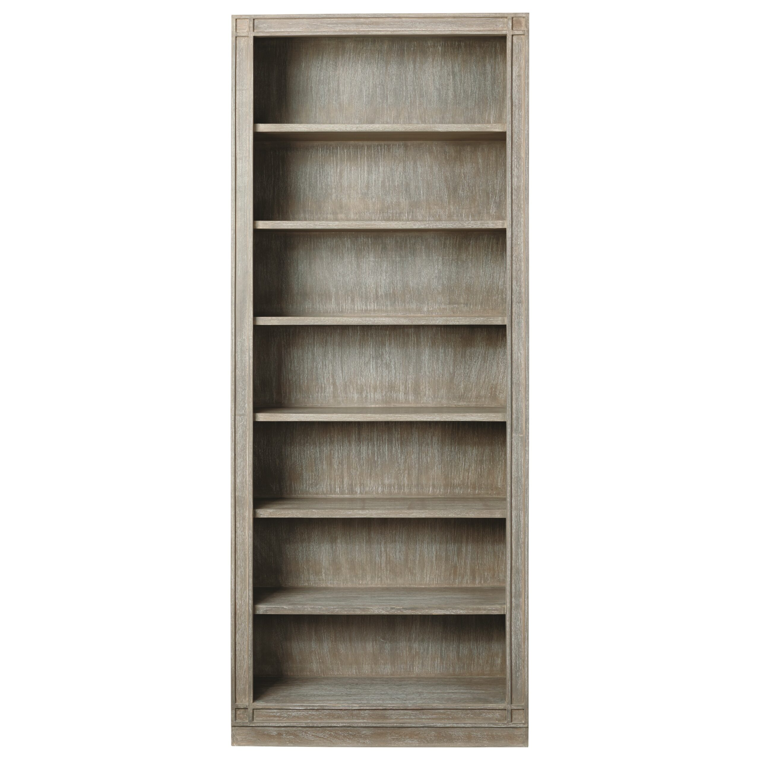 Booksheves in a dark, grey-wash woodgrain finish from Oka.