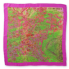 A magenta pink silk scarf printed with a vintage map of Edinburgh.