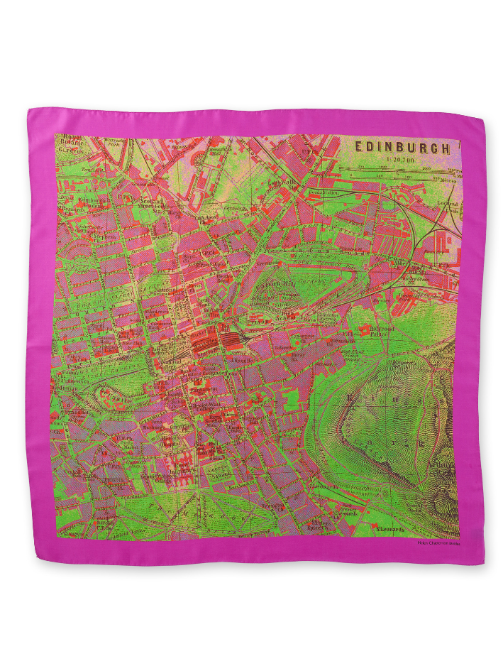 SILK PRINTED SCARF: MAP OF ITALY: MAGENTA - RANI ARABELLA