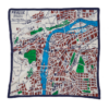 Burgundy silk scarf depicting a vintage map of Prague.