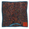 A navy silk scarf depicting a vintage map of Moscow.