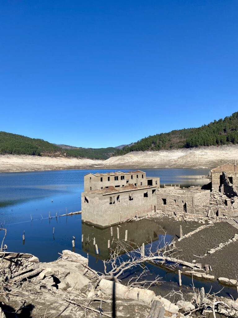 The abadoned village of Aceredo, at the Alto Lindoso reservoir in Spain, near the Portuguese border.