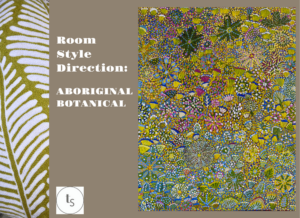 An Australian Aboriginal art inspired room scheme in greens and blues by Telescope Style.