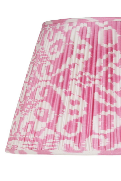 Pink silk Ikat lampshades.