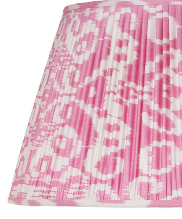 Pink silk Ikat lampshades.