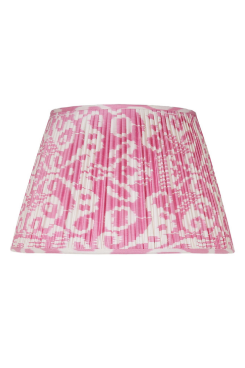 Baby pink silk Ikat lampshades.