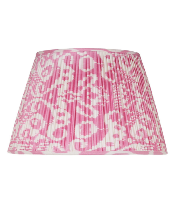 Baby pink silk Ikat lampshades.