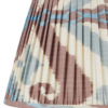 Warm brown silk Ikat lampshades with soft blue accents..