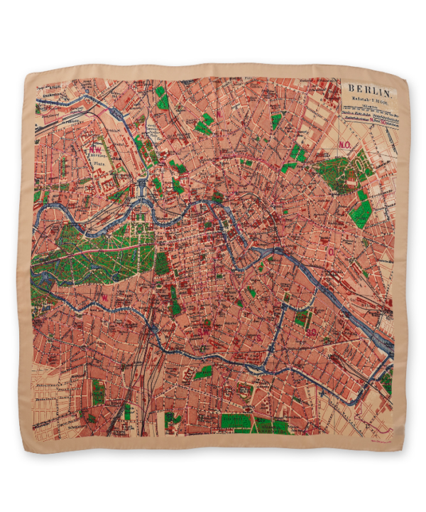 A vintage Berlin map on a luxury silk scarf.