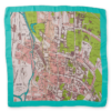 A vintage Oxford map printed onto a luxury silk scarf in pretty turquoise and bright green.