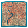 Turquoise scarves depicting a vintage map of the city of Rome.