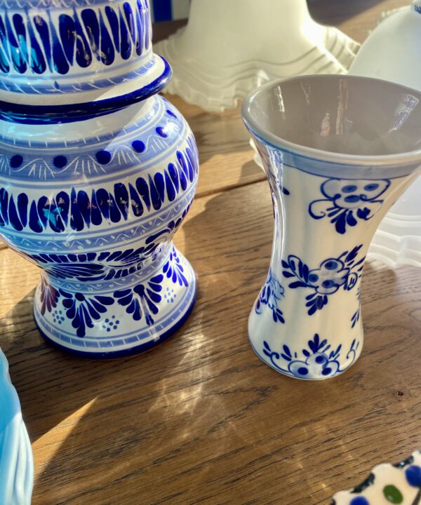 A pretty blue and white lidded pot from Mexico.