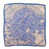 A blue silk map print scarf depicting the southern French city of Avignon.