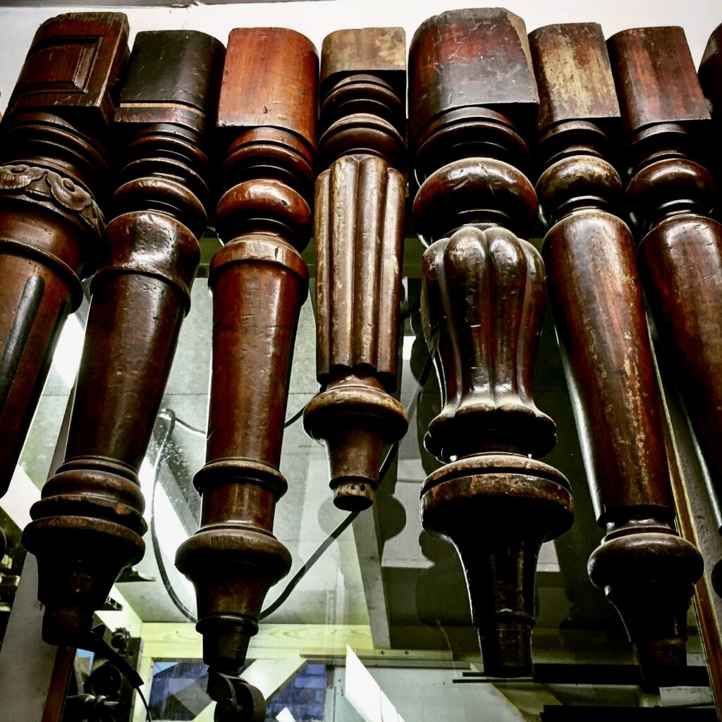 Old, mahogany table legs ready for re-purposing!