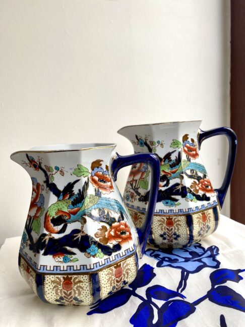 Two pretty, vintage jugs in the Losolware 'Shanghai' pattern by Burslem dating from the late 19th century to early 20th century.