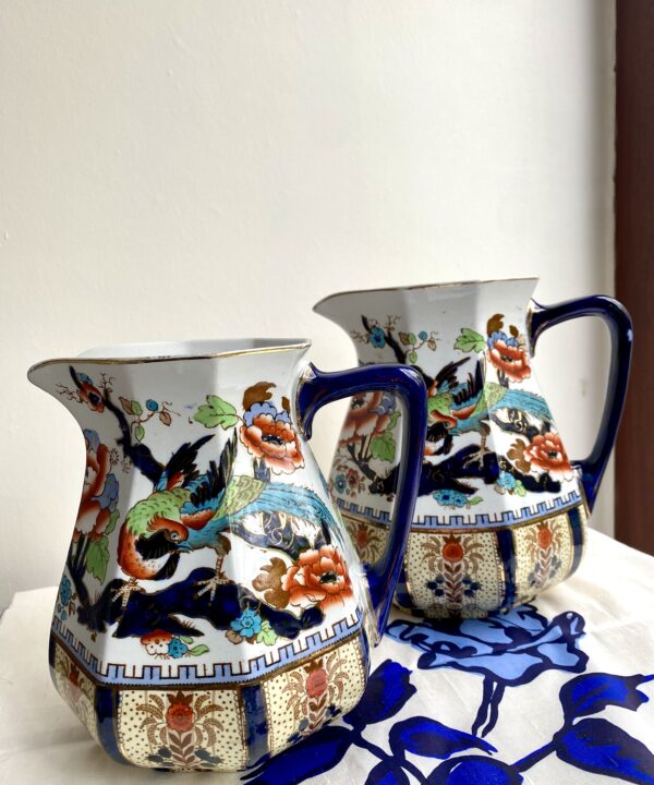 Two pretty, vintage jugs in the Losolware 'Shanghai' pattern by Burslem dating from the late 19th century to early 20th century.