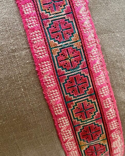 Detail of a vintage Thai embroidery panel used to trim a cushion.