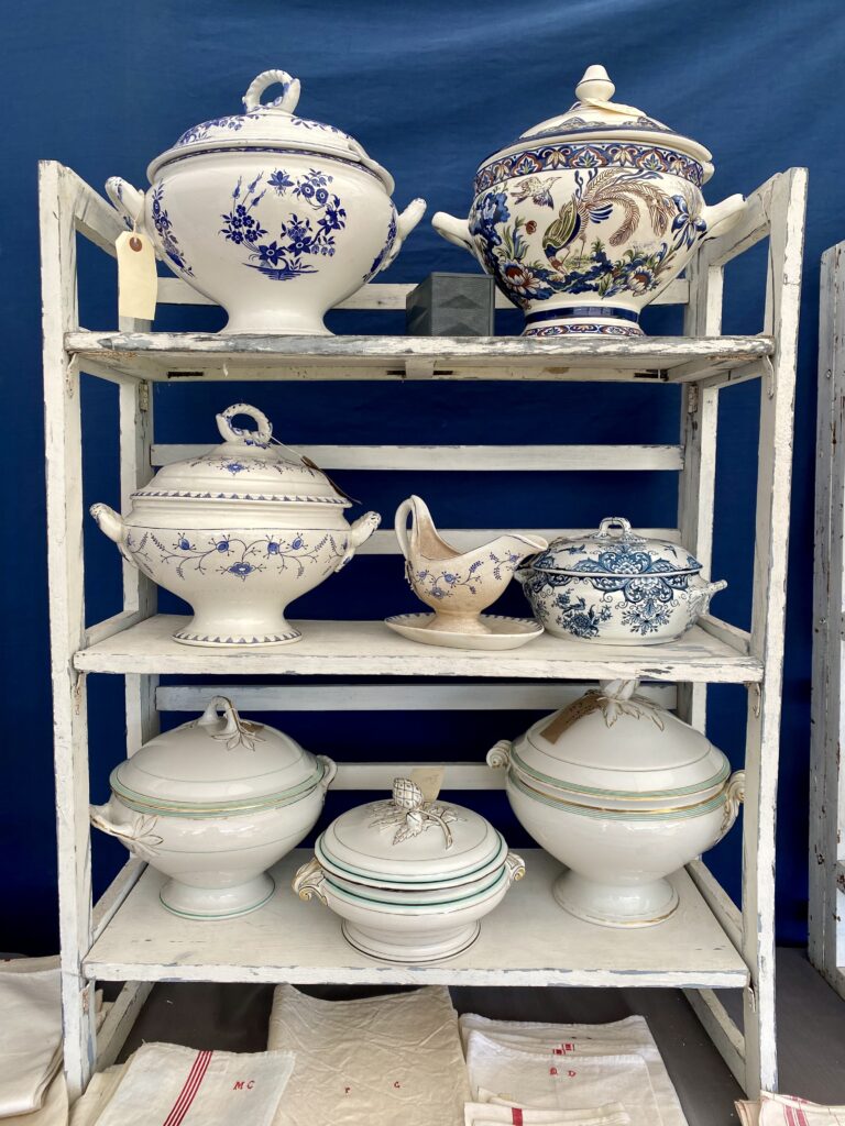 A selection of antique French soup tureens from Coach House Brocante.