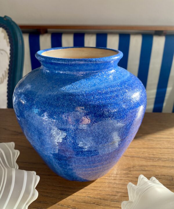 Cornflower blue ceramic pot or vase handmade and with the prettiest glaze.