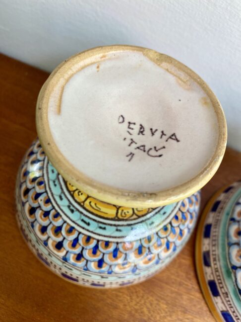 Italian back stamp on a vintage pottery dish.