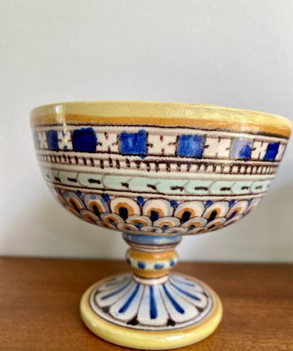 Vintage hand-painted Italian pottery footed dish - available as a pair.
