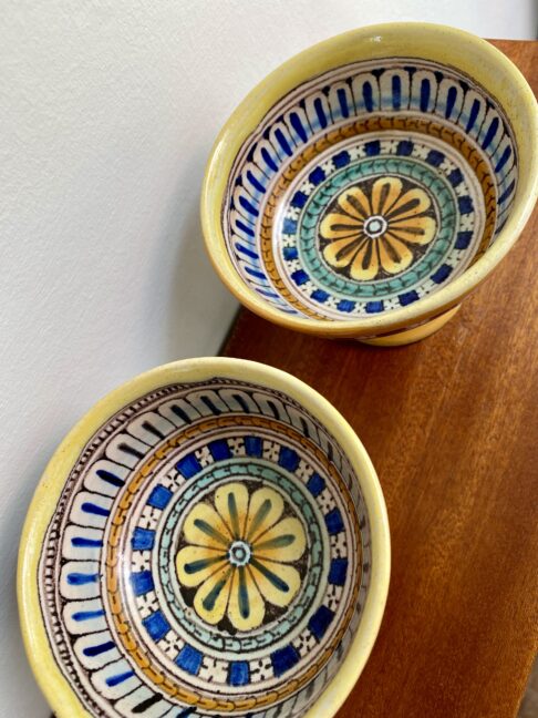 Two miniature Italian footed dishes.