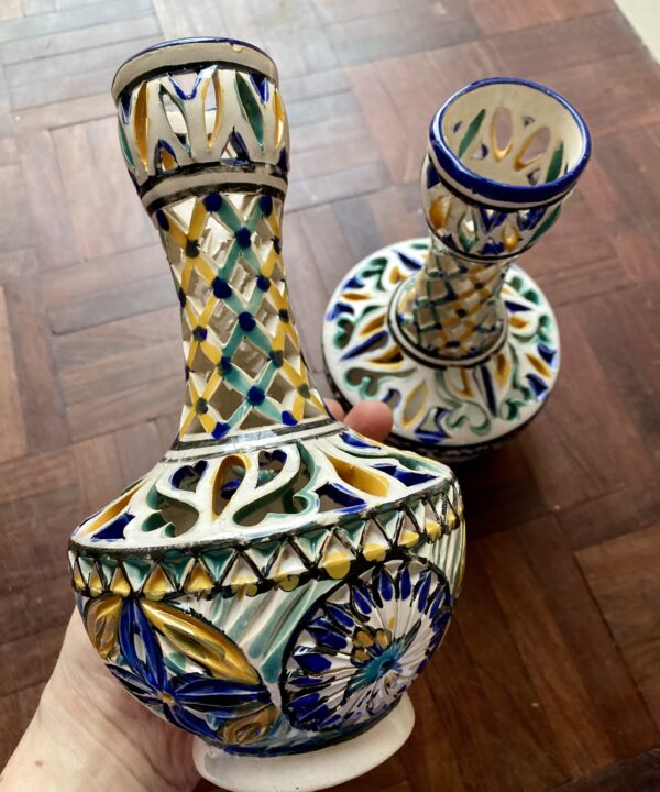 Pierced, decorative vintage pots.