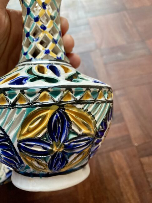 Pierced vintage vase detail.